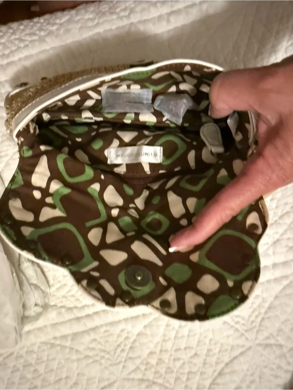 Target Straw Wristlet Clutch with White Trim and Floral Accent